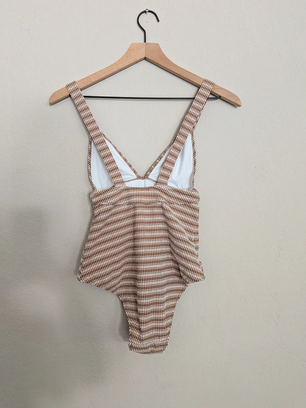 Sezane Cafe Tan & White Swimsuit